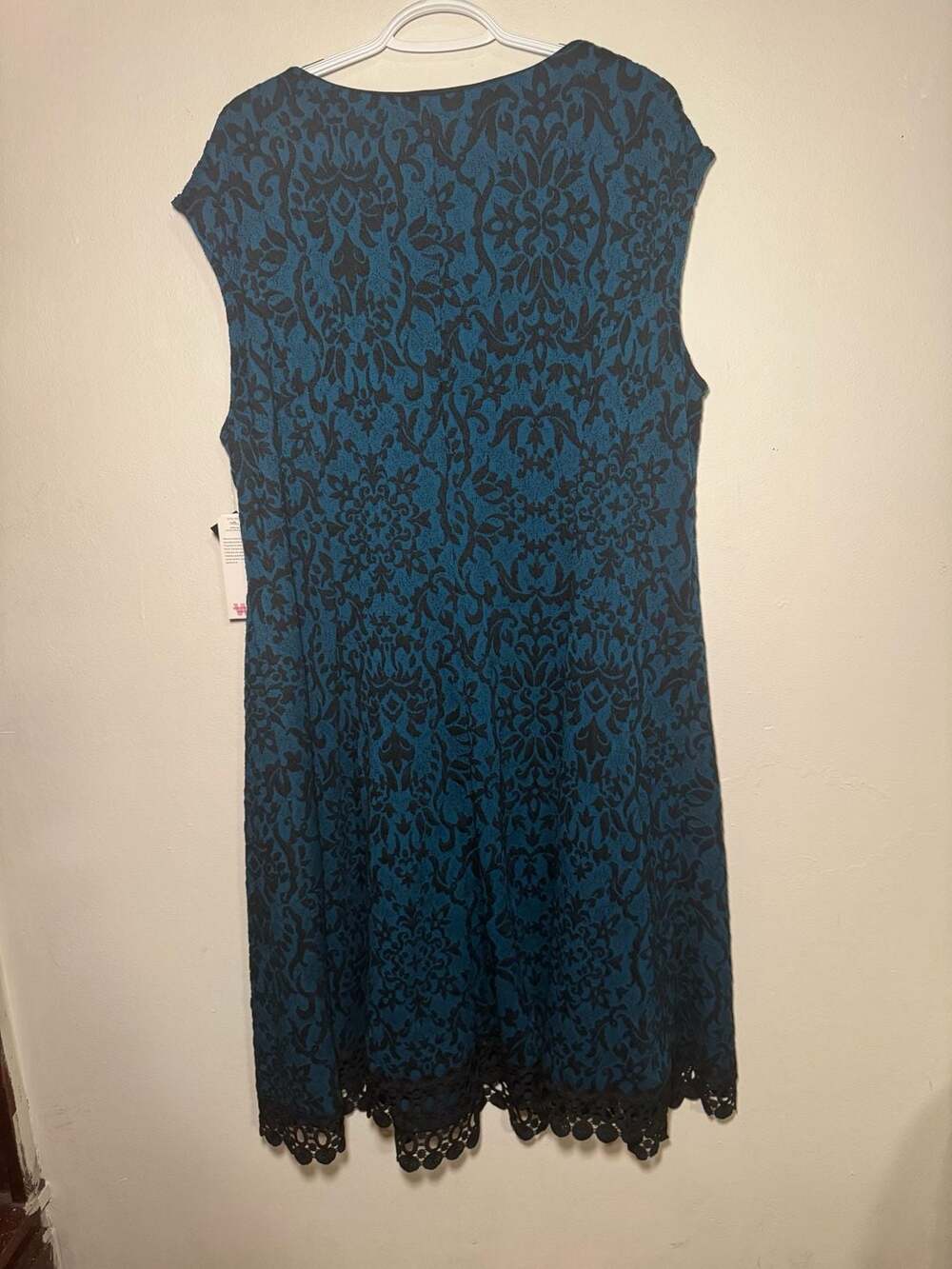 Studio One New York Sleeveless Damask Lace Hem Dress Size 18W - Picture 2 of 6